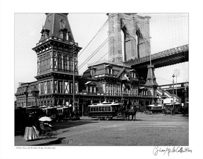 Fulton Ferry and Brooklyn Bridge, 1885