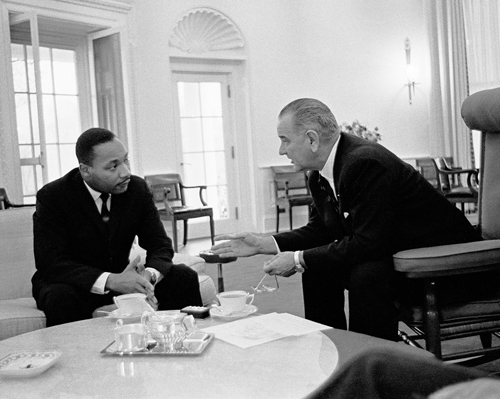 Martin Luther King Jr. and President Lyndon Johnson, Oval Office, 1963