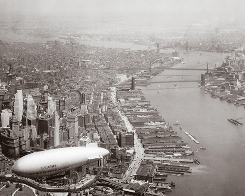 Army Blimp Over Lower Manhattan, 1928